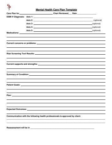 Mental Health Care Plan Template - GPSC