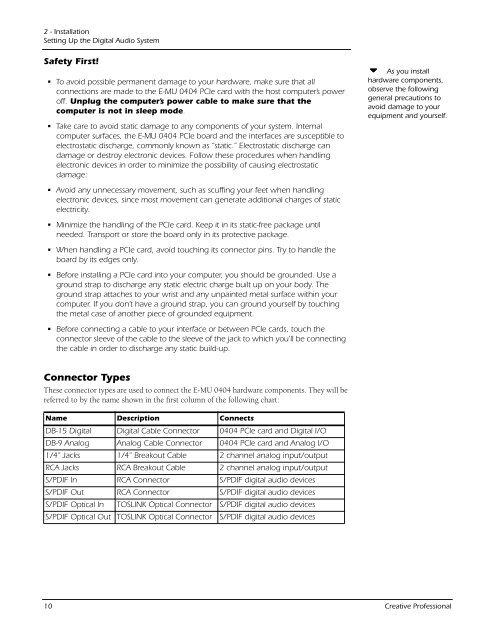 E-MU 0404 PCIe Digital Audio System OpMan - English - Version 2.10