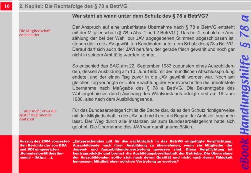 zur Ãbernahme von JAV-Mitgliedern gemÃ¤Ã Â§ 78 a BetrVG - IG Metall