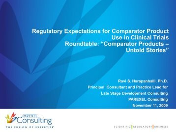 Regulatory Expectations for Comparator