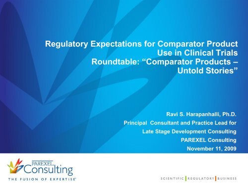 Regulatory Expectations for Comparator