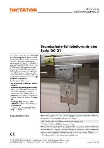 03 Brandschutz-Schiebetorantriebe Gleichstrom DC - Dictator