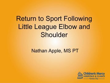 Return to Sport Following Little League Elbow and Shoulder