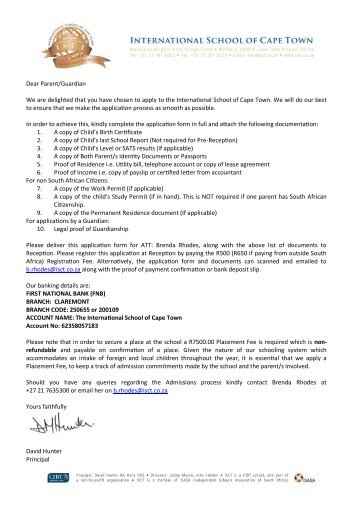 ISCT Application Form - International School of Cape Town