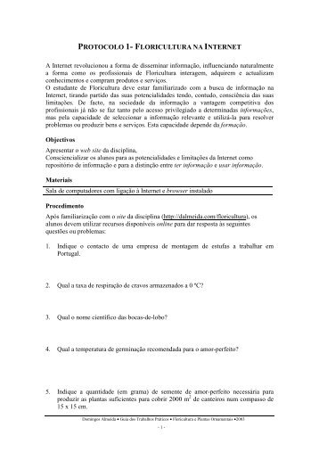 PROTOCOLO 1- FLORICULTURA NA INTERNET - Domingos Almeida