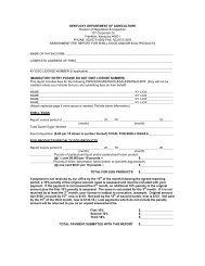 Assessment Fee Report Form - Kentucky Department of Agriculture