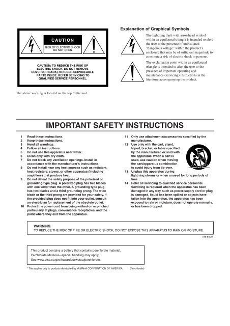 Owner's Manual EN Page 2 The above warning is located on the top ...