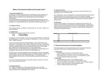 Mittlerer Schulabschluss Mathematik Schuljahr 2010/11 3 ...