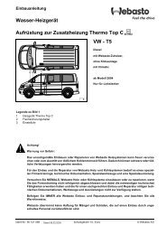 Wasser-Heizgerät Aufrüstung zur Zusatzheizung Thermo Top C VW ...