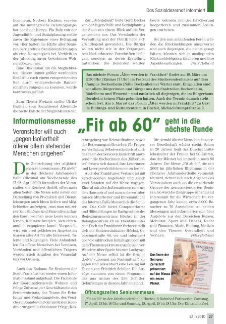 Die gesamte Ausgabe 1/2010 als pdf-Datei - Senioren Zeitschrift ...