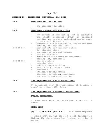 SECTION 20 - RESTRICTED INDUSTRIAL (M1) ZONE