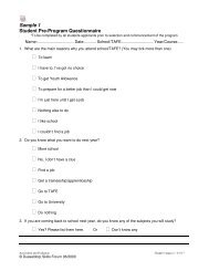 Sample 1 Student Pre-Program Questionnaire