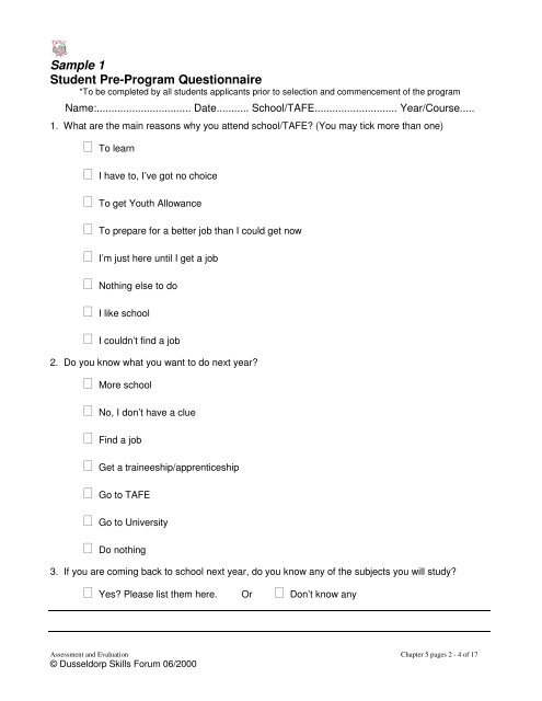 Sample Questionnaire For Students