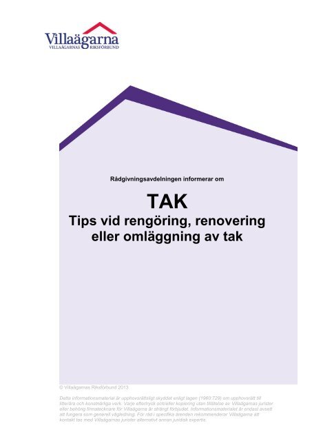 Tips vid rengÃ¶ring, renovering eller omlÃ¤ggning av tak - VillaÃ¤garna
