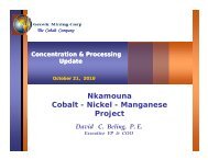 Nkamouna Cobalt - Nickel - Manganese Project - Geovic Mining Corp