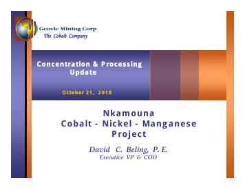 Nkamouna Cobalt - Nickel - Manganese Project - Geovic Mining Corp