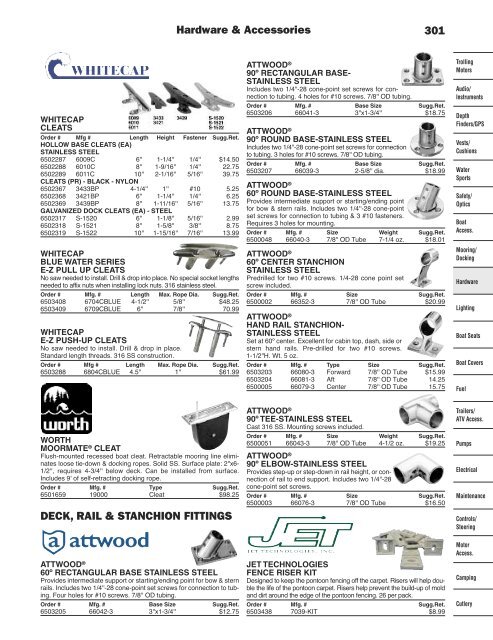 Sea Dog 044104-1 Chrome 4 Bolt Hollow Base Cleat 4/"