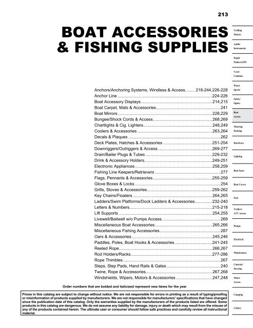 BOAT ACCESSORIES & FISHING SUPPLIES - Ellett Brothers