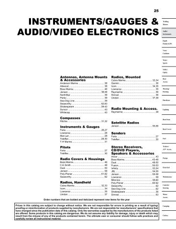 Instruments/Gauges & Audio/Video Electronics - Ellett Brothers