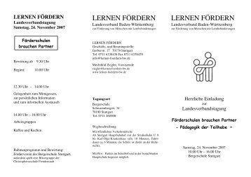 2007 Einladung - LERNEN FÃRDERN Landesverband Baden ...