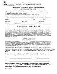 Participant Agreement, Waiver & Release Form - Livermore Area ...