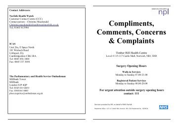 Compliments, Comments, Concerns & Complaints - Timber Hill ...