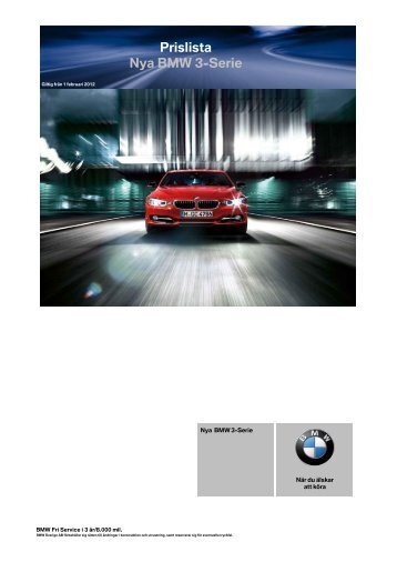 Prislista Nya BMW 3-Serie
