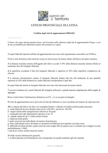 Errori più frequenti in Atti di Aggiornamento PREGEO - Ordine degli ...