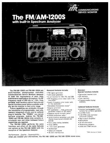 FM/AM 1200S specification sheet - AvionTEq