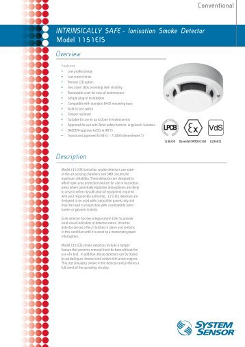 INTRINSICALLY SAFE - Ionisation Smoke Detector Model 1151EIS ...