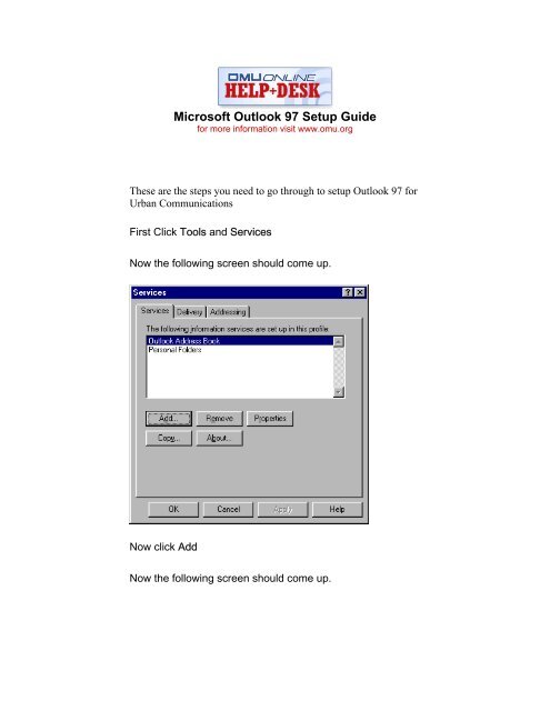 Microsoft Outlook 97 Setup Guide