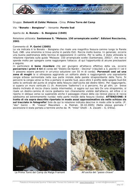Gruppo: Dolomiti di Zoldo/Moiazza - Cima: Prima Torre ... - Il Monodito