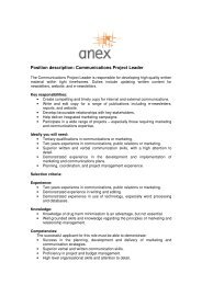 Position description: Communications Project Leader - Anex