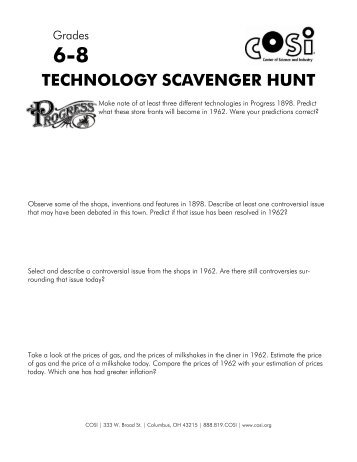 TECHNOLOGY SCAVENGER HUNT - COSI