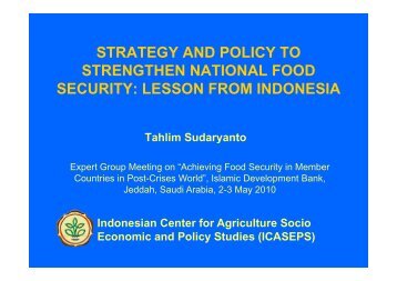 strategy and policy to strengthen national food security - Islamic ...