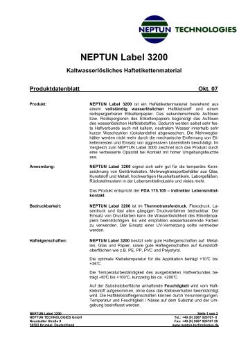 NEPTUN Label 3200 - NEPTUN TECHNOLOGIES