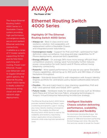 Ethernet Routing Switch 4000 Series - Avaya