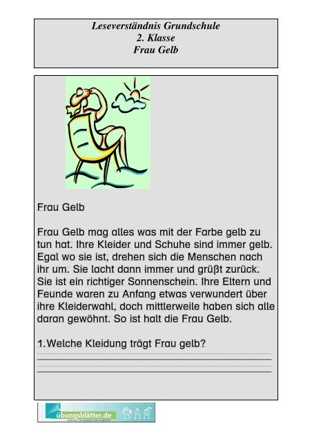 Lesetexte 2 Klasse Frau Gelb