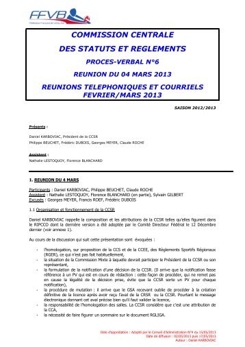 PV 6 - 04 Mars 2013 - Extranet FFVB