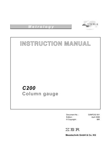 C200 Column Manual. - Alpha Gauging Home