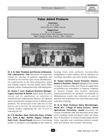 Value Added Products - Indian Dairy Association