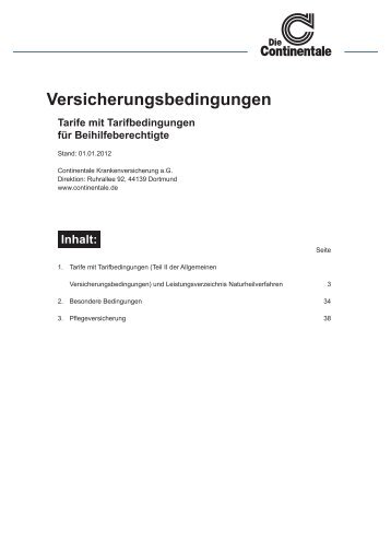 Versicherungsbedingungen Tarife mit Tarifbedingungen für ...