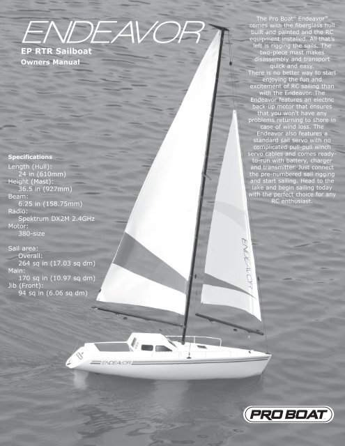 endeavor sailboat ep 2.4 rtr manual - pro boat