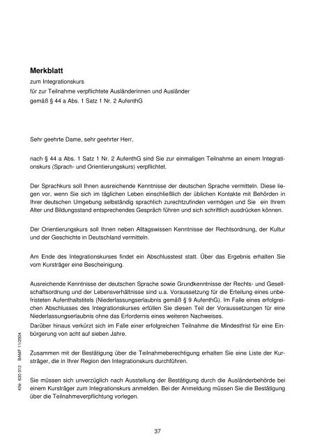 Leitfaden zur DurchfÃ¼hrung von Integrationskursen - Netzwerk ...