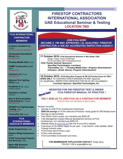 FCIA IN ABU DHABI Registration Form - FM or UL Firestop EXAM ...