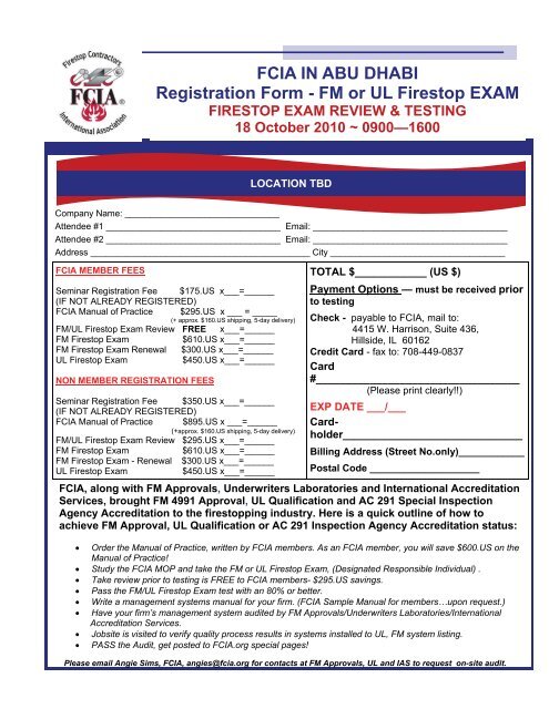 FCIA IN ABU DHABI Registration Form - FM or UL Firestop EXAM ...