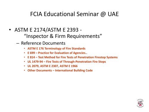 Inspection - FCIA - Firestop Contractors International Association