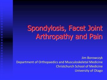Spondylosis, Facet Joint Arthropathy And Pain - General Practice ...