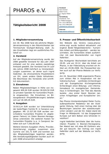 Jahresbericht 2008 - Pharos eV