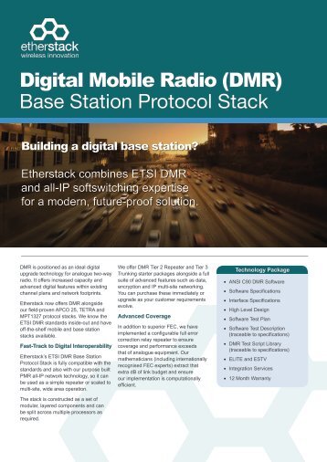 Digital Mobile Radio (DMR) Base Station Protocol Stack - Etherstack